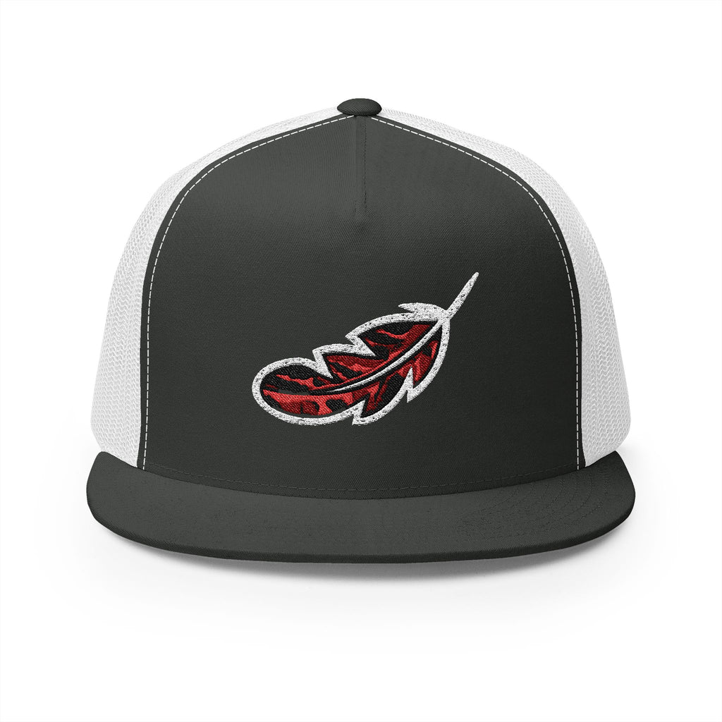 Camo Feather Embroidered Trucker Cap